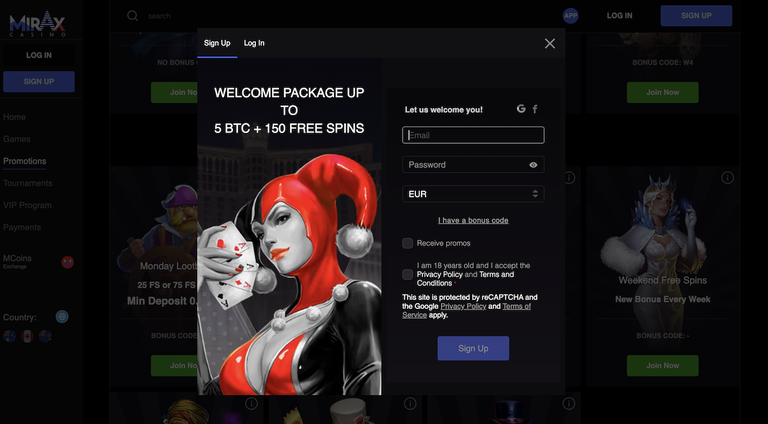 mirax casino Gameplay